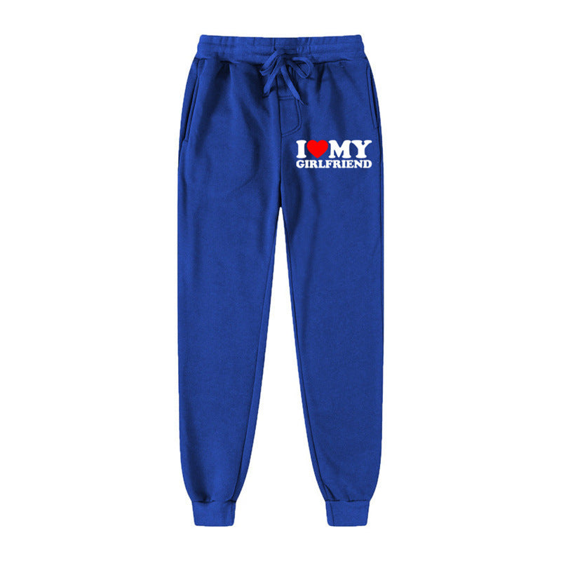 Lässige Jogginghose mit Buchstaben-Print „I LOVE MY GIRLFRIEND“
