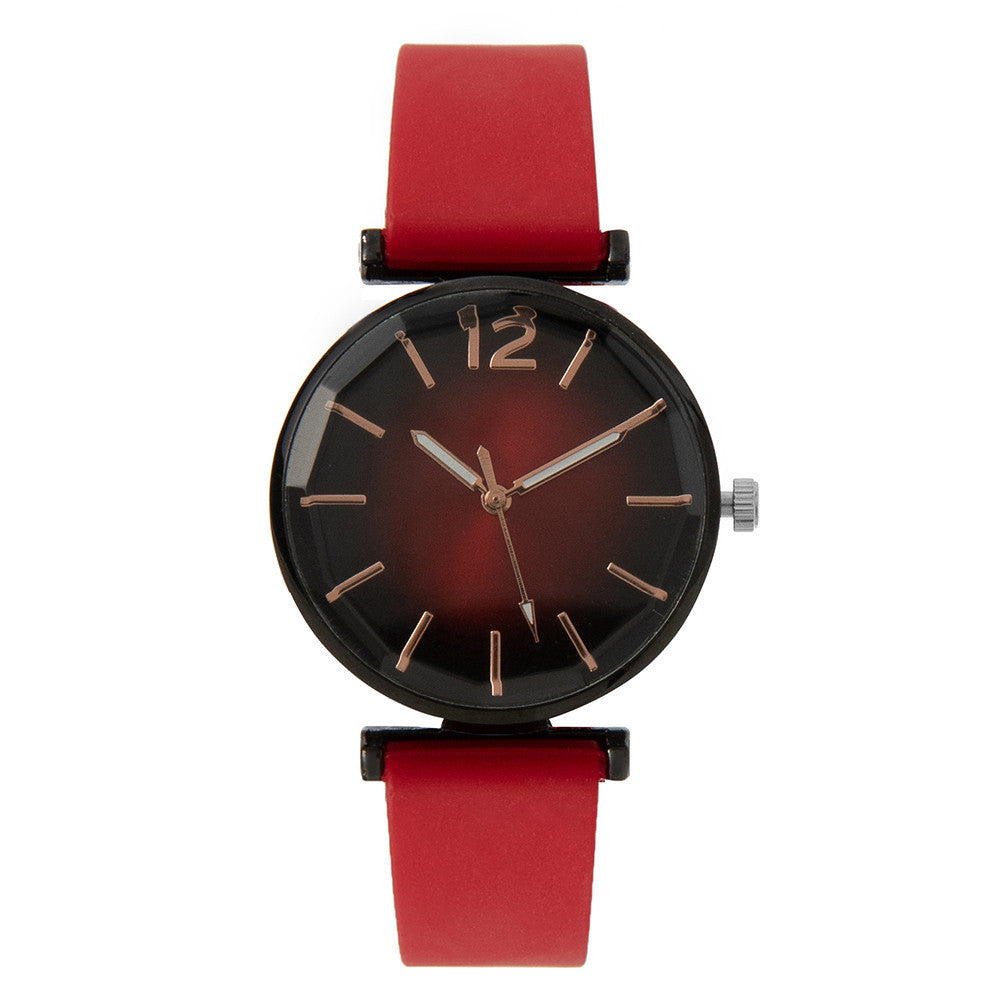 Modische Armbanduhr für Damen mit Farbverlauf und Silikonarmband