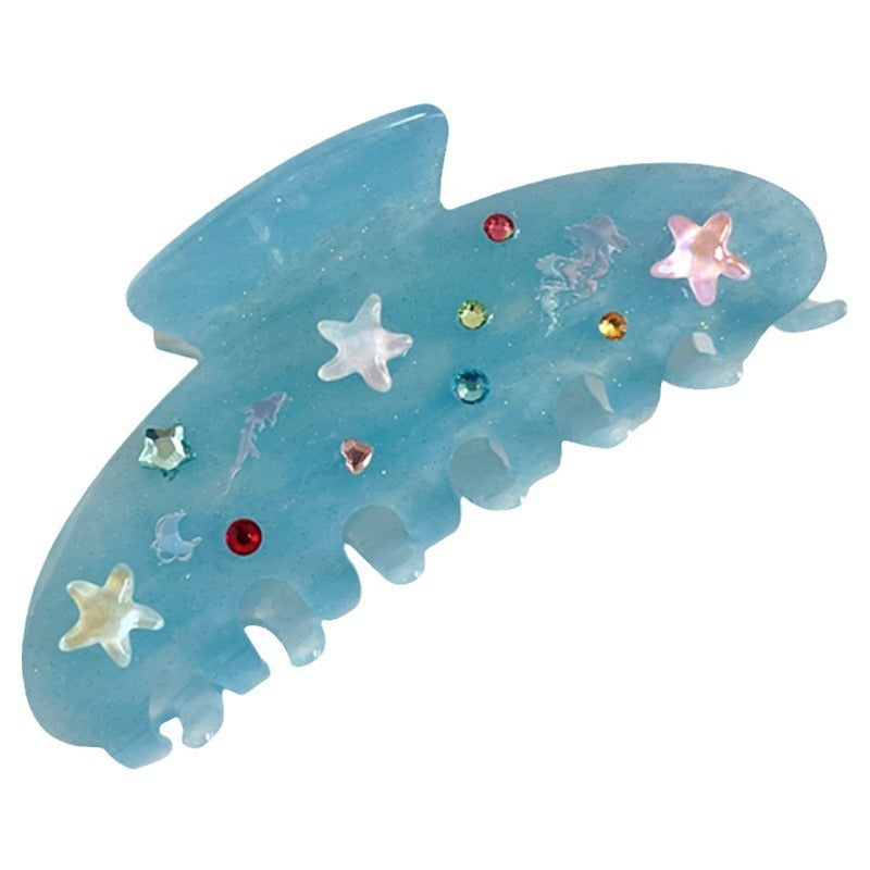 U-Boot bemalt farbige Diamant Essigsäure Greifer Clip, Nische Retro Rücken Gehirn Löffel Platte Haarspange