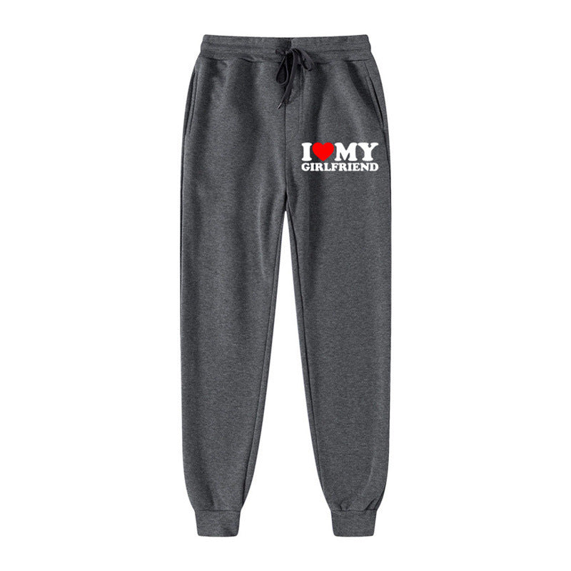 Lässige Jogginghose mit Buchstaben-Print „I LOVE MY GIRLFRIEND“