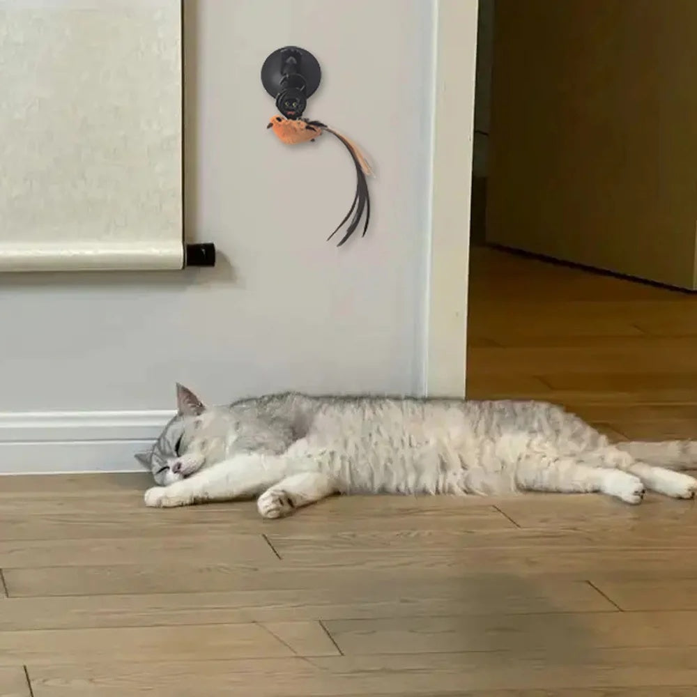 Katzenspielzeug mit automatischer Hebebewegung, künstlicher Vogel, interaktives Puzzle, Katzenspielzeug mit Federn zum Kauen und Heben, Katzenbedarf