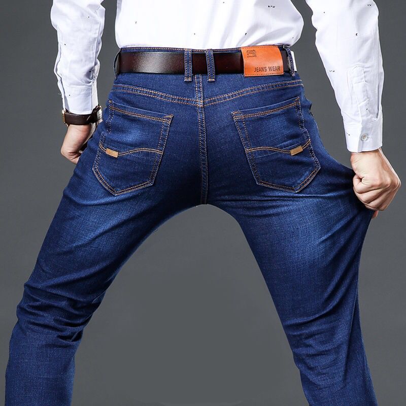 Elastische gerade Röhrenjeans für Herren in lockerer Freizeit