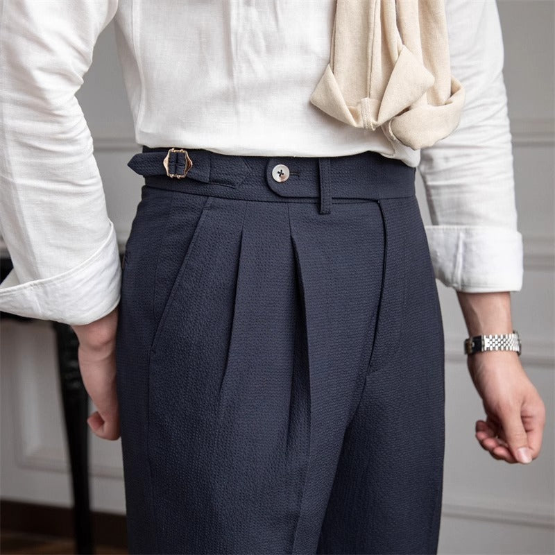 Neue Sommer Herren Anzughose mit hoher Taille und gerader Passform