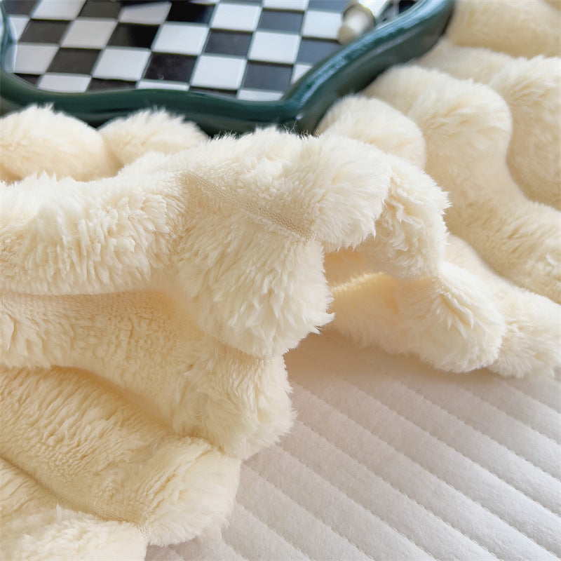 New Rabbit Plush Double-sided Velvet Ultra-fine-meshed Thickening Knitted Sofa Air Conditioning Blanket