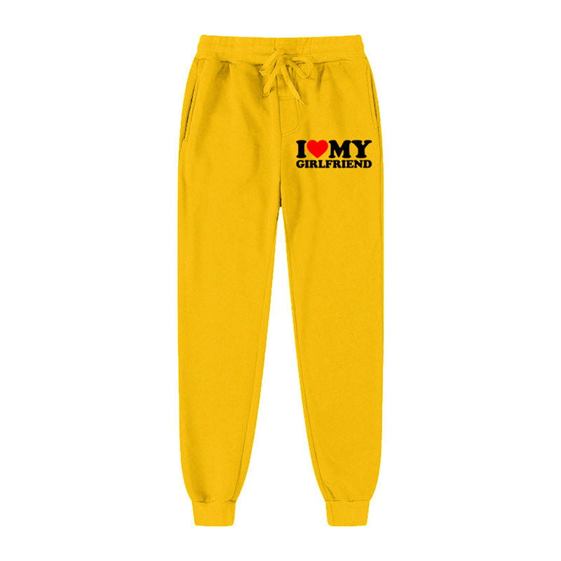Lässige Jogginghose mit Buchstaben-Print „I LOVE MY GIRLFRIEND“