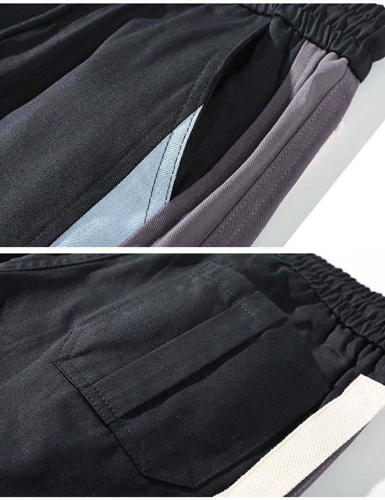 Kordelzug Hosen Hosen Hip Hop Lose Nähte Kontrast Farbe Casual Hosen Jungen Overalls