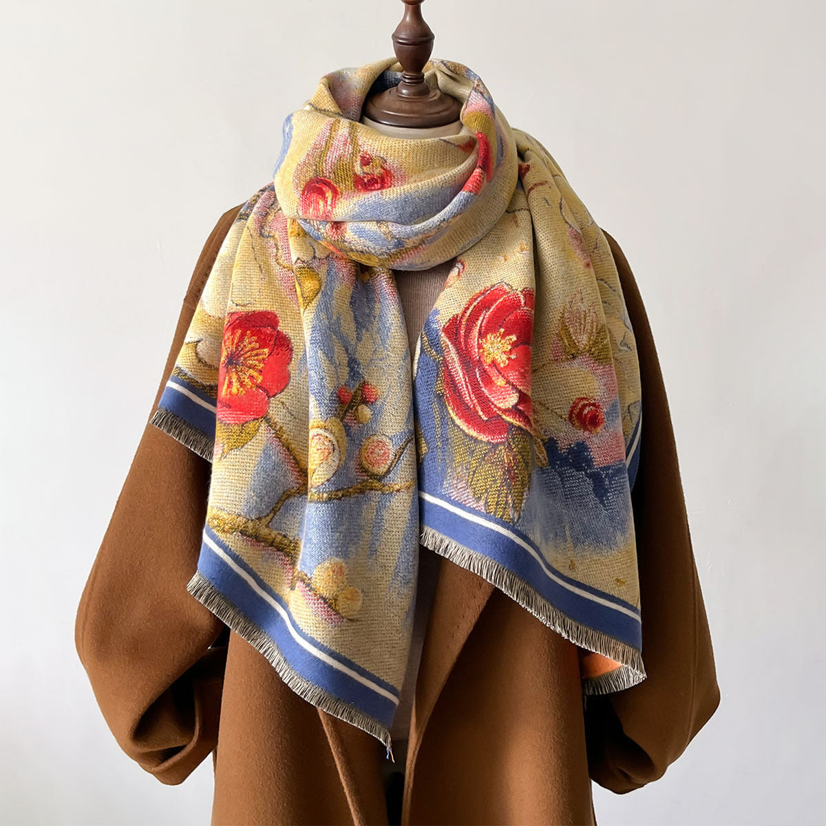 Autumn And Winter New Cashmere-like Thickened Oil Painting Jacquard Scarf