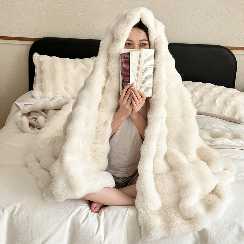 Rex Rabbit Velvet Blanket Thickened Warm Fur Velvet Nap Blanket