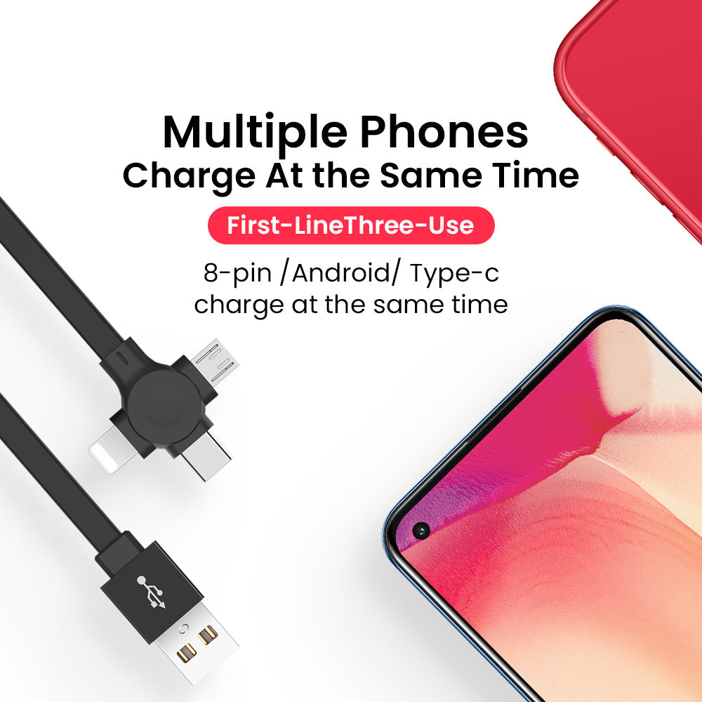 4-in-1-einziehbares USB-Kabel, kreatives Macaron-Typ-C-Mikrokabel für iPhone mit Telefonständer, Ladedatenkabel, Aufbewahrungsbox