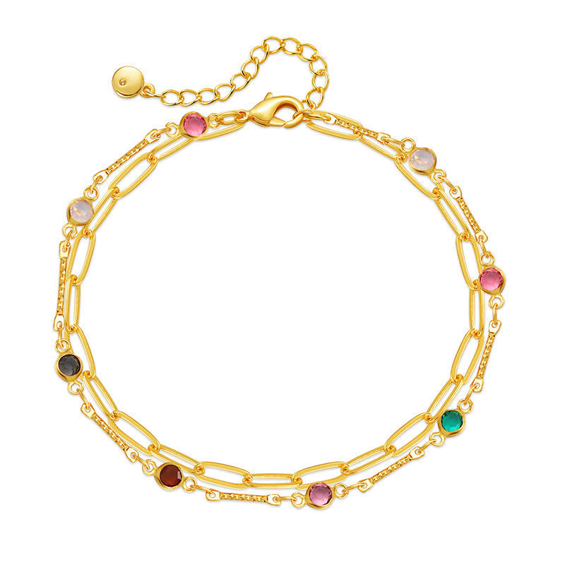 Goldfarbene mehrlagige Simplicity-Kette, messingplattiertes 18-karätiges Echtgold-Fußkettchen