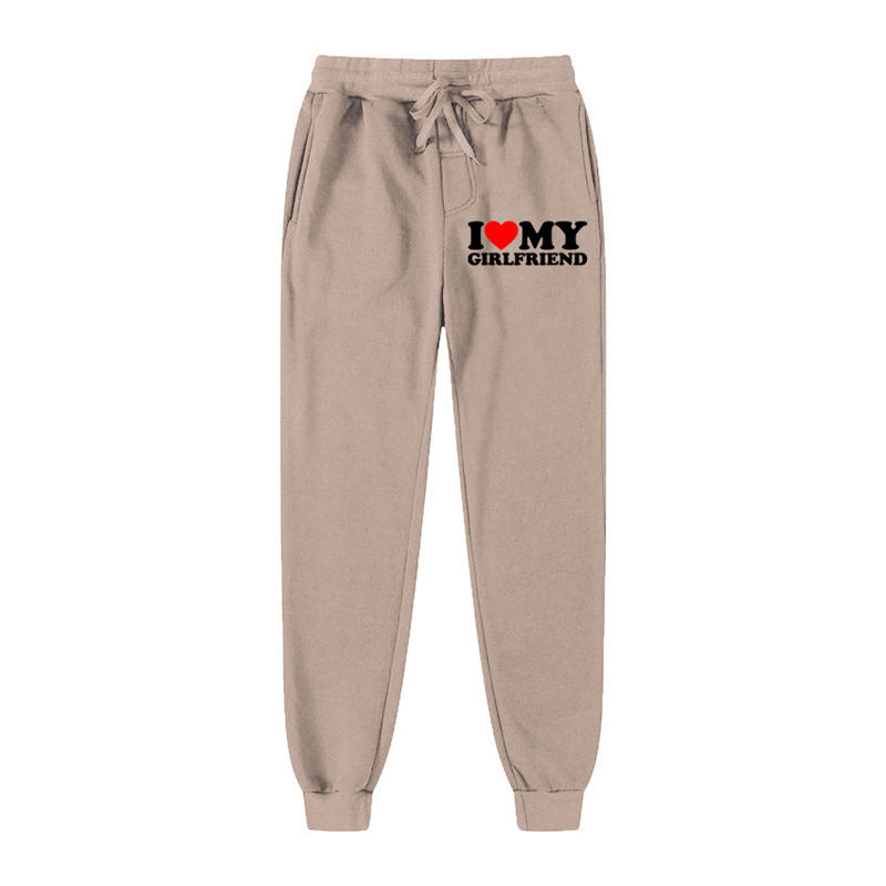Lässige Jogginghose mit Buchstaben-Print „I LOVE MY GIRLFRIEND“