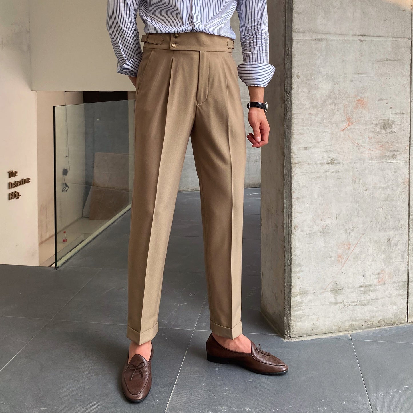 Neu Herren Naples Hohe Taille Hängenden Gerade Herbst Freizeit Hosen