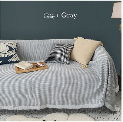 Solid Color Four Seasons Cotton Blanket Cushion Nap Blanket