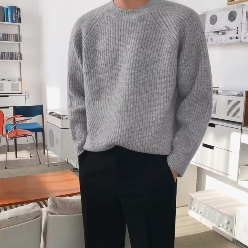 Pullover für Herren im Retro-Stil mit Rundhalsausschnitt und vertikalem Muster