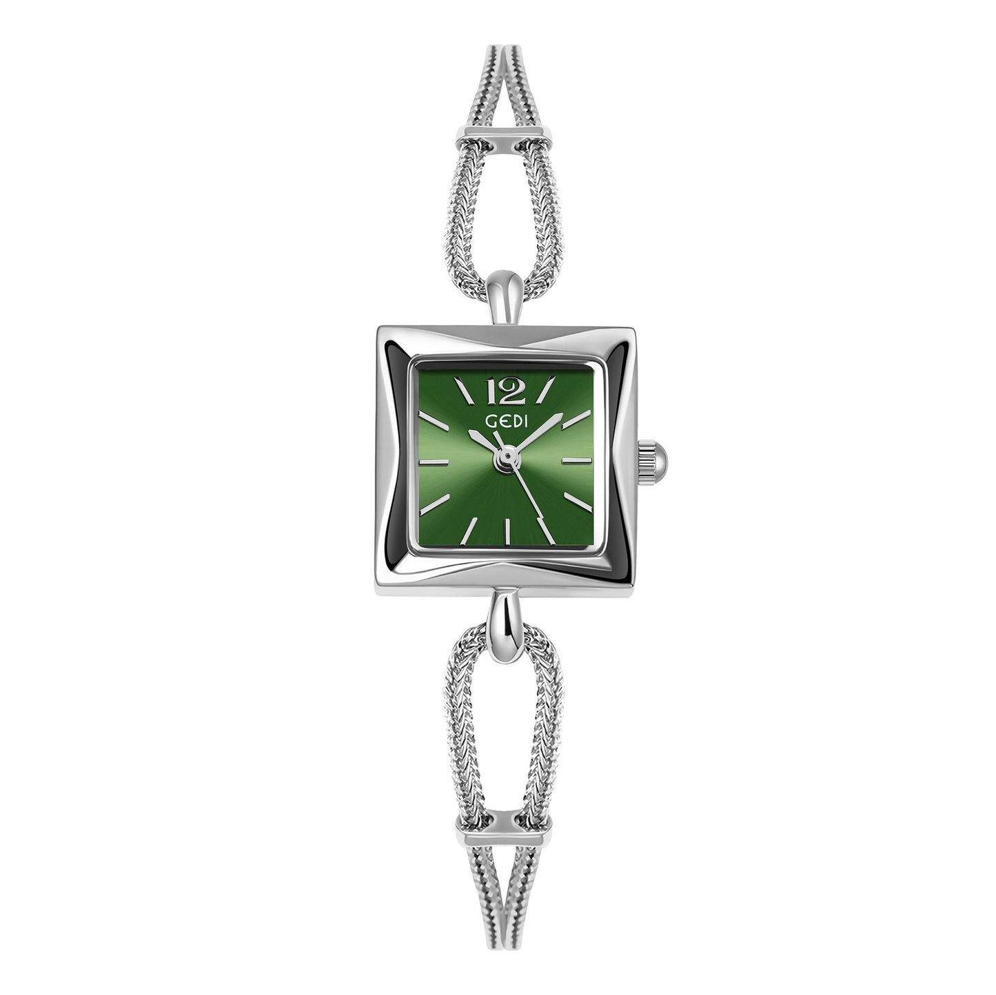 Hochwertige, einfache kleine quadratische Platte Legierung Armband Uhr im antiken Stil