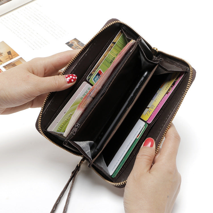 Lange Geldbörse für Damen mit Aufdruck und Single-Pull-Handytasche