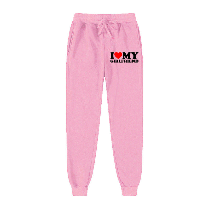 Lässige Jogginghose mit Buchstaben-Print „I LOVE MY GIRLFRIEND“