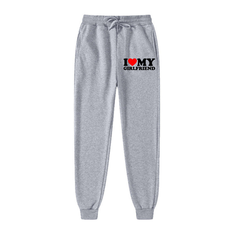 Lässige Jogginghose mit Buchstaben-Print „I LOVE MY GIRLFRIEND“