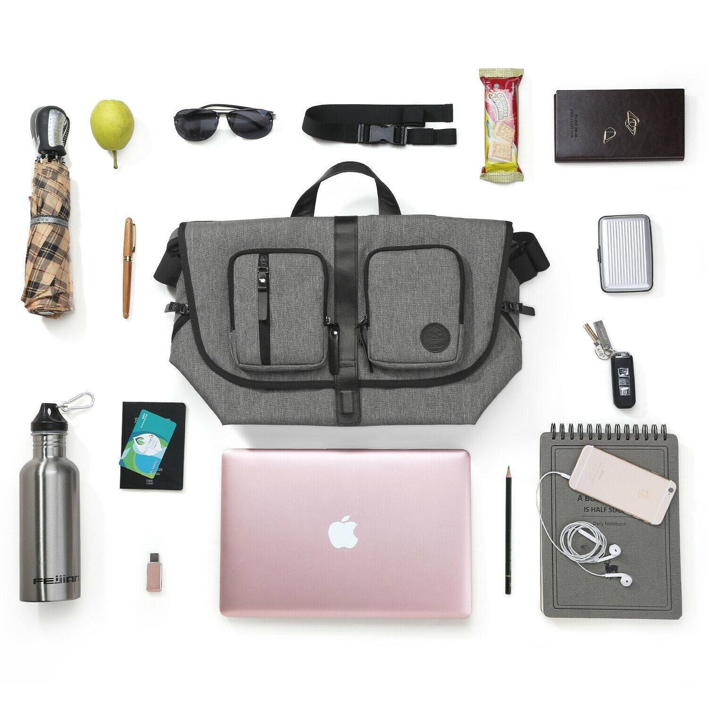 Diaper Shoulder Bag Large Messenger Diaper Bag For Fathers With 17 Pockets