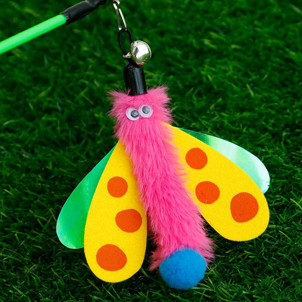 Katzenstab-Spielzeug, Kätzchenspielzeug mit Glöckchen, Libelle, Katzenstab-Spielzeug, interaktives Haustier-Spielspielzeug, Katzen-Teaser-Stab für Hauskatzen zum Spielen