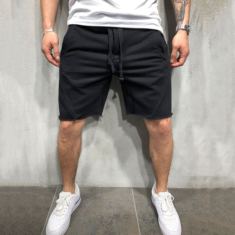Europäische und amerikanische Fitness-Shorts für Herren in Volltonfarbe