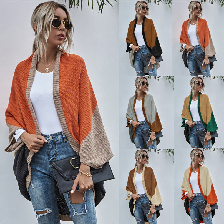 Modischer Strickjacken-Pullover mit Farbblockdesign