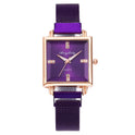 Quadratische einfache Temperament magnetische Snap Diamant Damenuhr