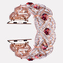 Uhrenarmband für die Serien 8, 7, 6, SE, 5, 4, 3, vierblättrige Blume aus Metall mit Diamanten