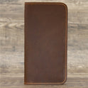 1082 Men's Leather Crazy Horse Leather Long Wallet Card Holder Air Ticket Check Bag