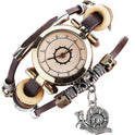 Damen Vintage Armbanduhr Wickelleder Uhr Schneckenanhänger