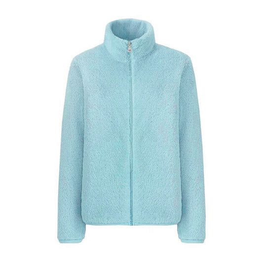 Herbst- und Wintermantel mit Stehkragen und doppelseitigem Fleece, Korallen-Kaschmir-Kapuzenpullover