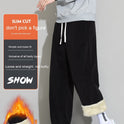 Winter Herren Casual Kaschmir Hose Gerade Weite Bein Hose