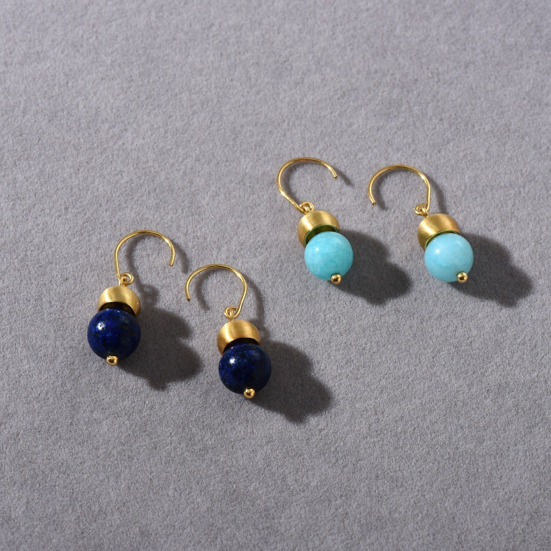Persönlichkeit und Mode All-Match Lapis Lazuli Sea Blue Anhänger Hängeohrstecker