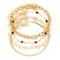 Fußkettchen mit Schlangenkette und Rosen und schwarzen Diamanten, 4-teiliges Set