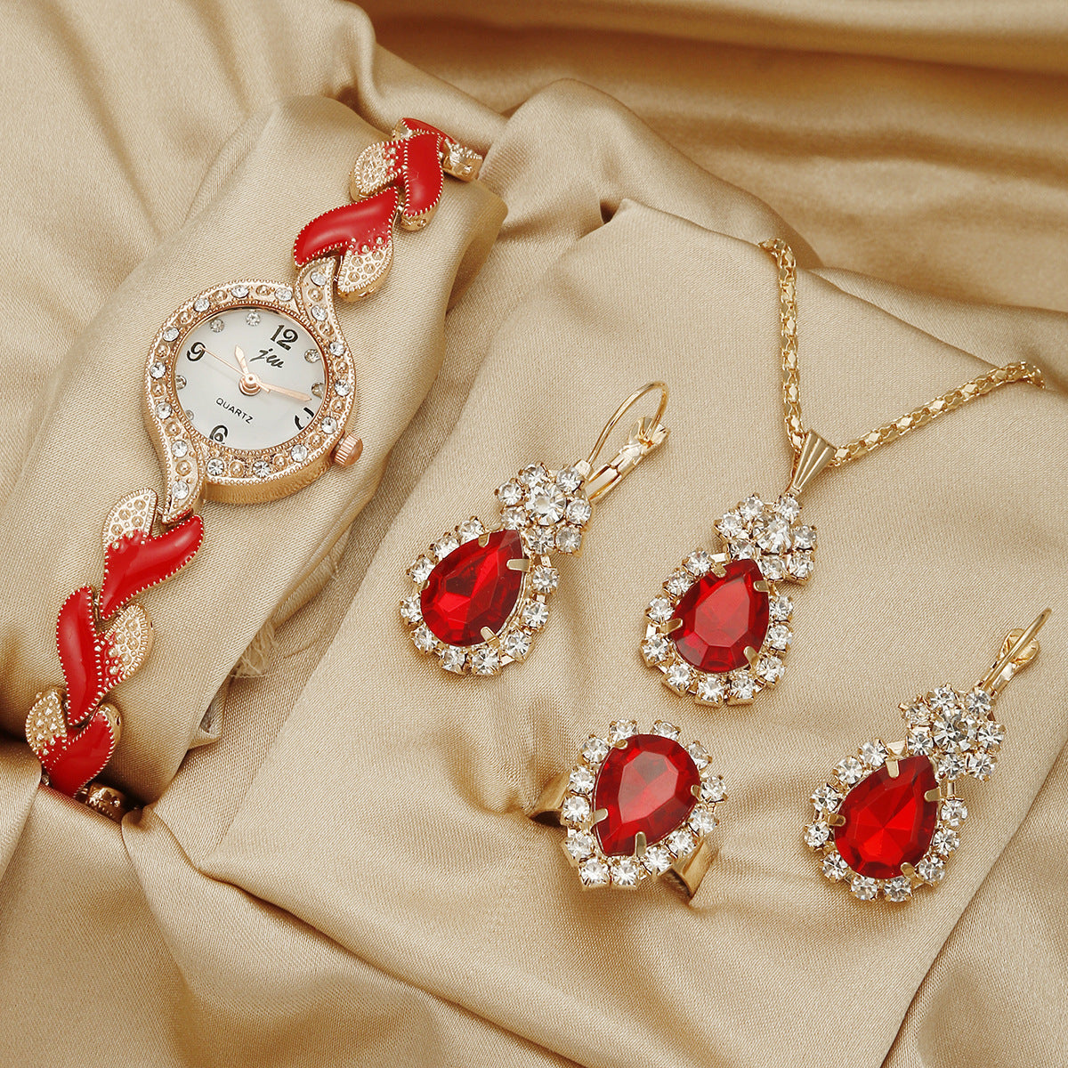 Modische All-Match-Damenuhr mit Liebesarmband und Diamanten