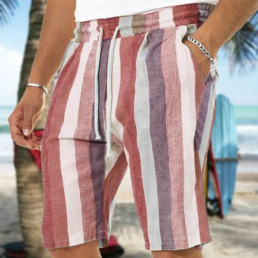 Herren Strand Kordelzug Shorts Gestreiften 3D Druck Europäischen Und Amerikanischen