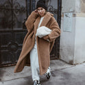 Teddybärmantel Lammfell Warmer, verdickter Plüsch Mittellanger Umweltschutzmantel für Damen