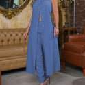 Halter Sleeveless Backless Loose Top High-waisted Trousers Suit Women