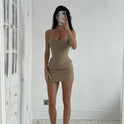 Summer New Solid Color Camisole High Waist Sheath Skirt