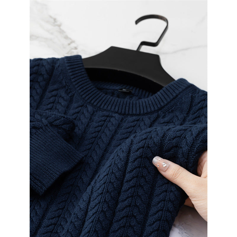 Pullover Herren Dicke Baumwolle Einfarbig Mit Fell