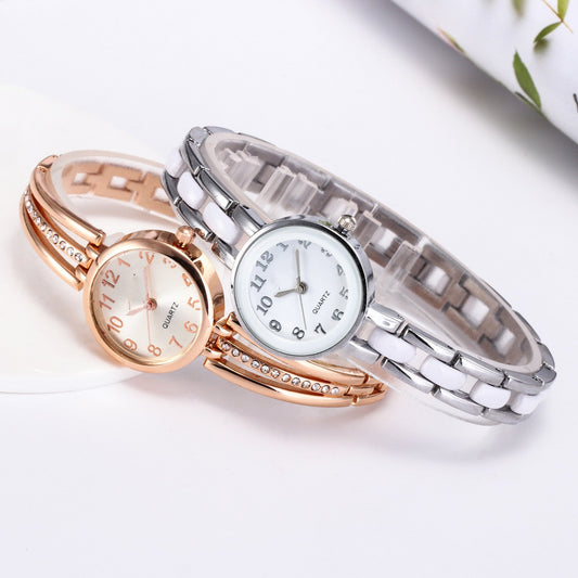 Damenmode Einfache Diamant-besetzte Armbanduhr