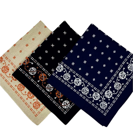 Quadratischer Schal aus Baumwolle mit Vintage-Print, Reittasche