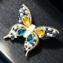New Handmade DIY Sticky Beads Butterfly Brooch Simple Temperament Female