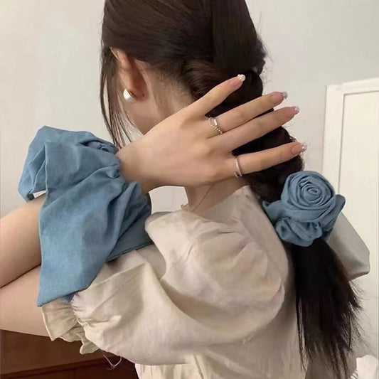 Haarband-Kopfschmuck aus Denim im Western-Stil mit Blumenmuster
