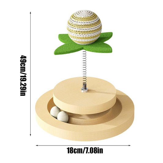 Katzenspielzeug mit Federn, natürliches Sisal-Kratzkissen, Kätzchen-Interaktives Spielzeug mit Kugelbahn, Federball, automatisches Katzenspielzeug für den Innenbereich