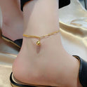 Fußkettchen Damen Kleine goldene Kugeln Titanstahl