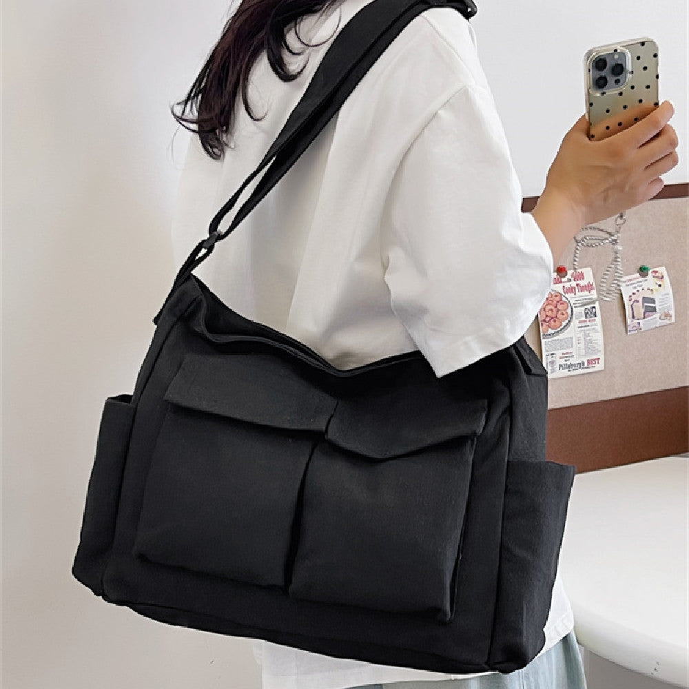 Retro-Umhängetasche aus Canvas für Damen mit großem Fassungsvermögen