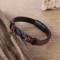 Stainless Steel Leather Bracelet Popular Pattern Men