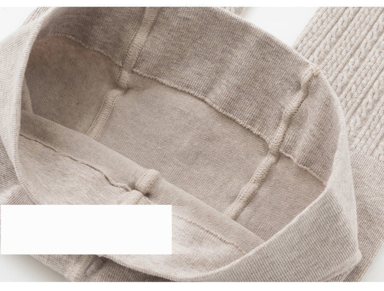 Schlankmachende Leggings aus gestricktem Leinen mit reinem Farbmuster