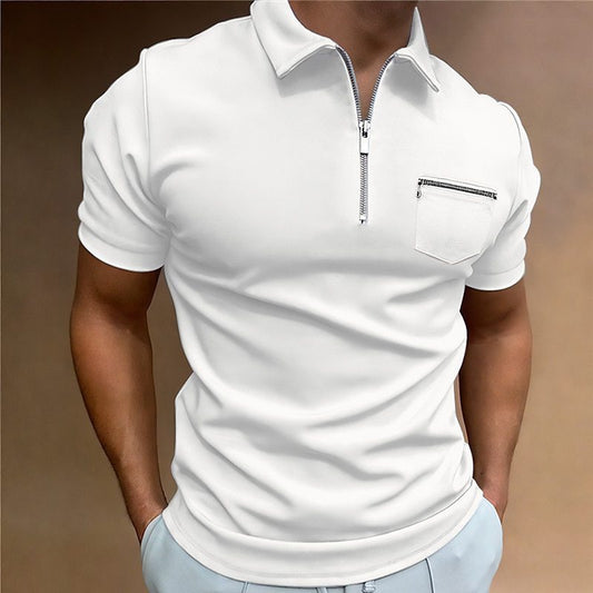 Sommer Herren T-Shirt mit einfarbigem Revers und kurzen Ärmeln